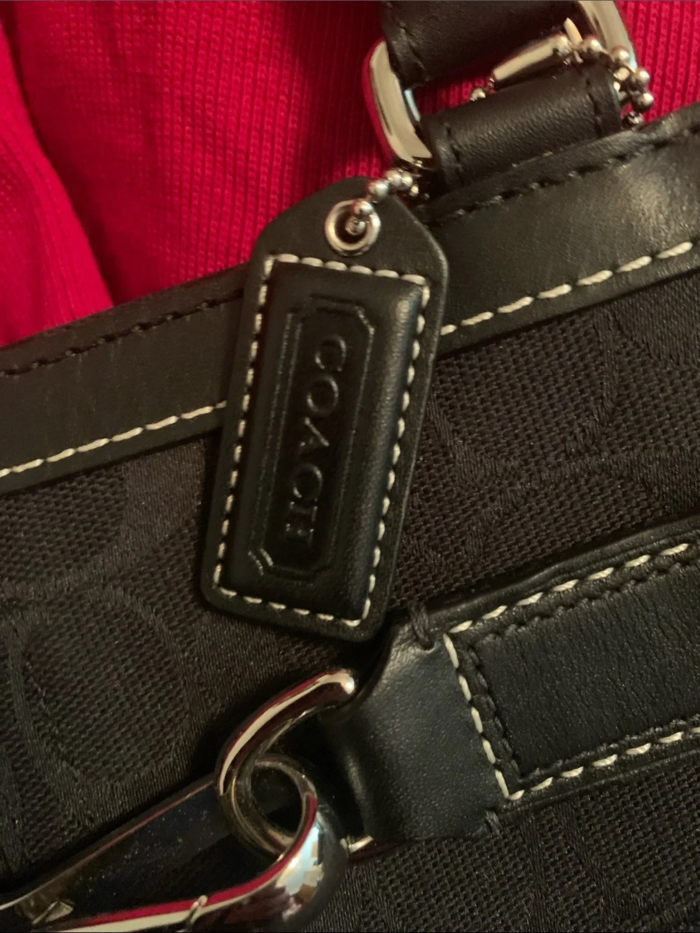 Coach Black Signature Satchel with Silver Hardware